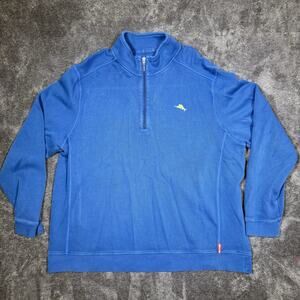 Tommy Bahama Relax Sweater Men 2XL Blue Quarter Zip Coastal Casual